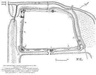 Ансамбль Гдовского Кремля. План крепости по состоянию на 1990 г.