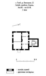 г.Псков, ул.Вокзальная, 32  Усадьба городская. Флигель. Кон.XIX - нач.XX вв.  План 2-го этажа.