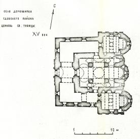 Псковская обл., Гдовский р-он, д.Доможирка  Церковь Троицы, XVI в.  План.