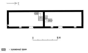 Псковская обл., г. Остров, ул. 25 Октября, 32-а  Усадьба городская Коробовского. Амбар (большой)  Около 1893 г.  План 1-го этажа.