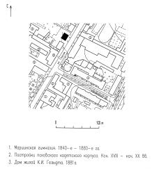 г. Псков, ул. Гоголя, 24.  Дом жилой доходный Александровой А.А.  1860-е годы  Генплан.